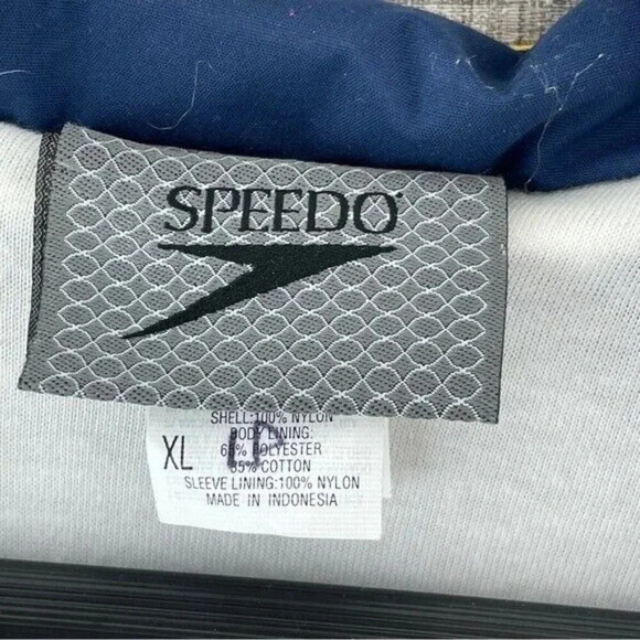 Vintage Speedo Windbreaker Vented back blue/yellow lined Men's XL 8928/b - Picture 3 of 11